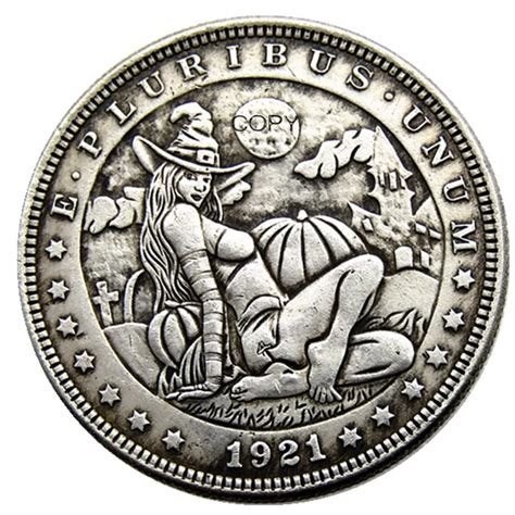 US Hobo 1921 Morgan Dollar Skull Zombie Skeleton Silver Plated Copy