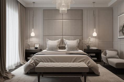 Modern Bedroom Interior Design Stylish and Comfortable Illustration ...