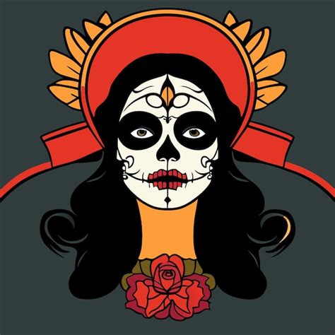 Ilustraci N De La Ni A Del D A De Los Muertos Dibujada A Mano Vector