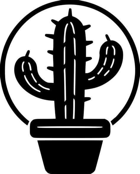 Premium Vector Cactus Black And White Isolated Icon Vector Illustration