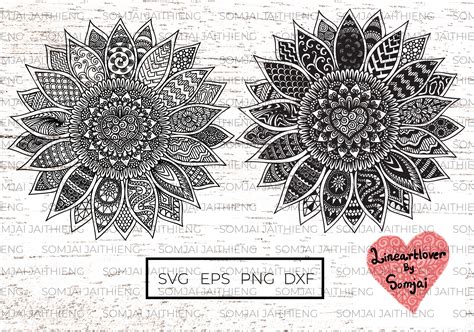 Sunflower Svg Zentangle Svg Mandala Svg Flowers Svg Etsy