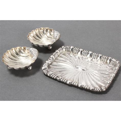 Sterling Silver Shell Salts And Tray Set Trays Salvers And Waiters