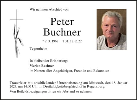 Traueranzeigen Von Peter Buchner Mittelbayerische Trauer