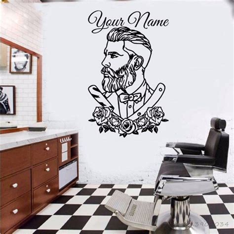 Calcoman A De Vinilo Para Pared De Barber A Tatuaje Hipster Con Nombre