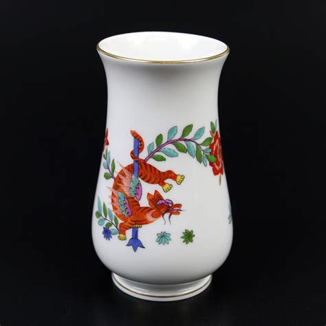 Meissen Kleine Blumen Vase Wahl Chinesisches Motiv Kranich Und