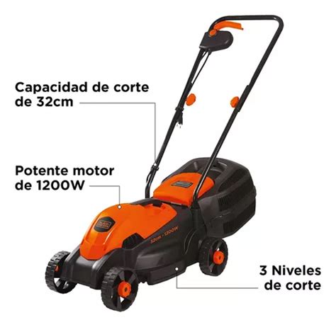 Cortadora de pasto eléctrica Black Decker GR1000 con bolsa recolectora