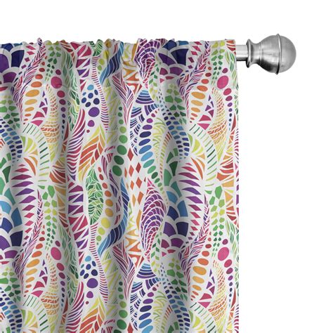 Ambesonne Geometric Curtains Vivid Mosaic Pair Of 28x84 Multicolor