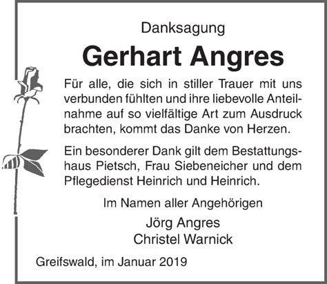 Traueranzeigen Von Gerhart Angres Trauer Anzeigen De