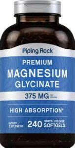 PipingRock Premium Magnesium Glycinate 375mg 240 Softgels Buy In