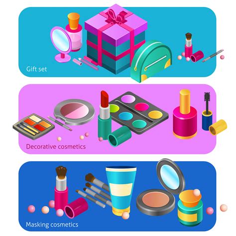 Cosmetics isometric banners 467518 Vector Art at Vecteezy