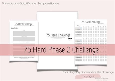 75 Day Hard Phase 2 Challenge Template Bundle Progress Etsy