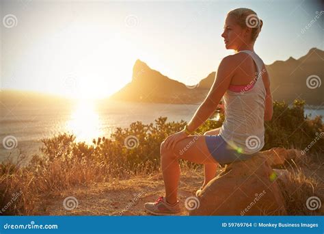 Young Woman Resting After Jogging Stock Photo Image Of Activity