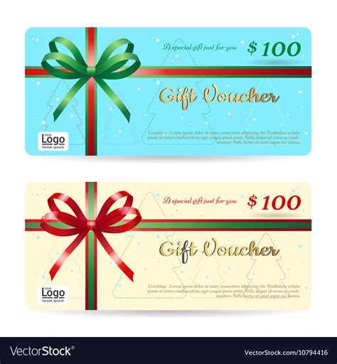 Christmas gift card or voucher template Royalty Free Vector