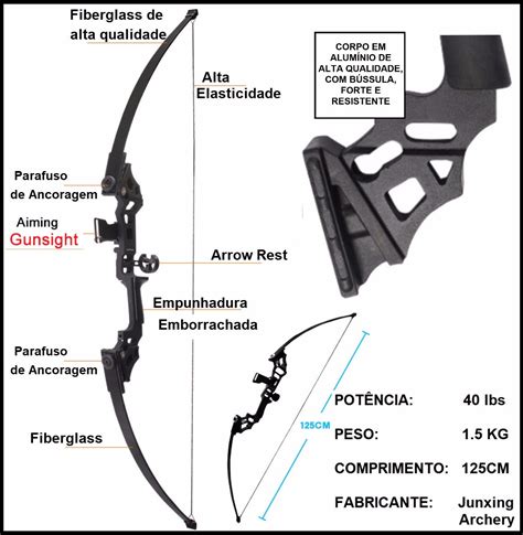 Arco Flecha Aluminio Libras Profissional Recurvo Longbow Mercado Livre