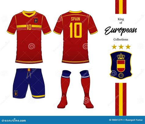 Spain Football National Team Uniform Stock Vector Illustration Of