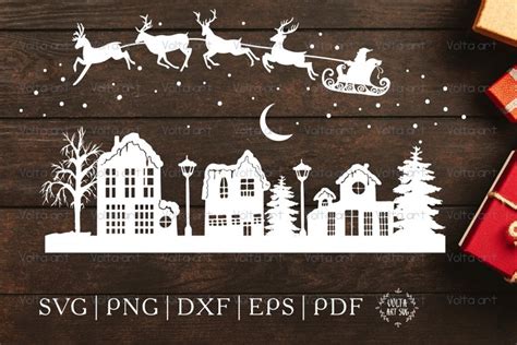 Christmas City Svg Christmas Village Svg Flying Santa Svg