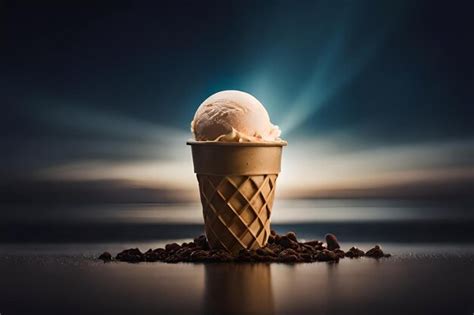 Premium Photo Melting Ice Cream In Cone