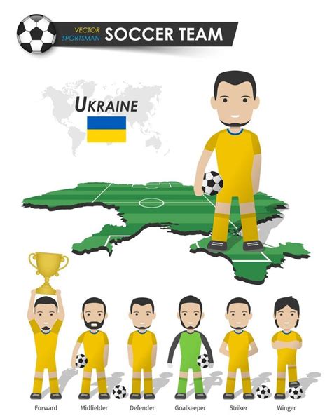 Ukraine National Soccer Cup Team Football Player With Sports Jersey