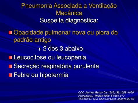 PPT Pneumonia Associada a Ventilação Mecânica O Diagnóstico