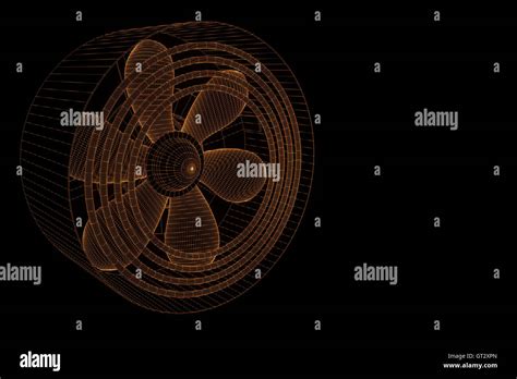 Rotation Fan Turbine In Hologram Wireframe Style Nice D Rendering