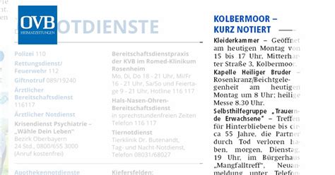 Kolbermoor Kurz Notiert Ovb Heimatzeitungen