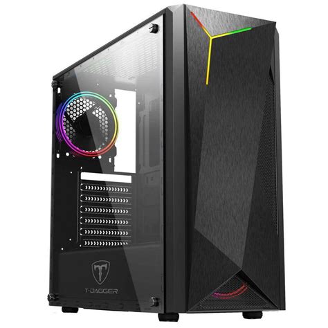 Gabinete Gamer T Dagger P B Mid Tower Rgb Black Atx Sem Fonte Sem Fan