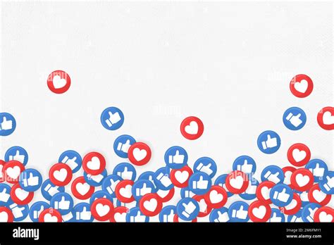 Social Media Thumbs Up And Heart Icons Border On White Background