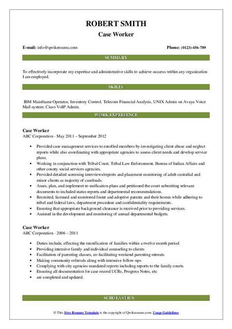 Case Worker Resume Samples Qwikresume