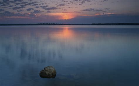 Wallpaper Sunlight Sunset Sea Lake Rock Shore Reflection Sky