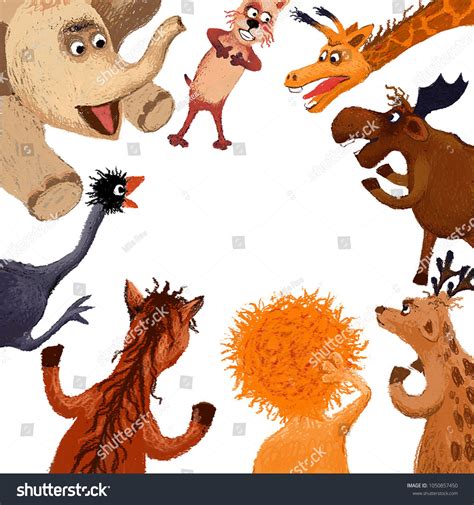 Illustration Animals Talking Each Other Stock Illustration 1050857450