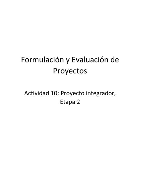 Actividad Proyecto Integrador Etapa Formulaci N Y Evaluaci N De