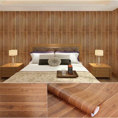 Jual Wallpaper Dinding Motif Kayu Coklat Vinyl Ukuramn 10 Meter X 45 Cm