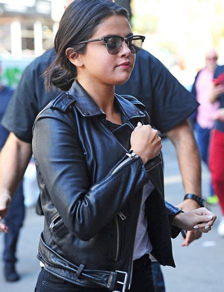 New York Selena Gomez Black Leather Jacket Leather Outwears