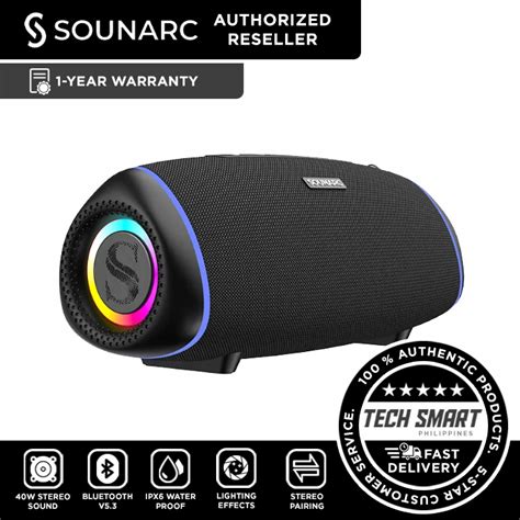 SOUNARC R1 Black Waterproof IPX6 Portable Outdoor Wireless Speaker ...