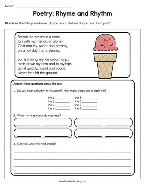 Poetry Rhyme And Rhythm Worksheets - WorksheetsCity