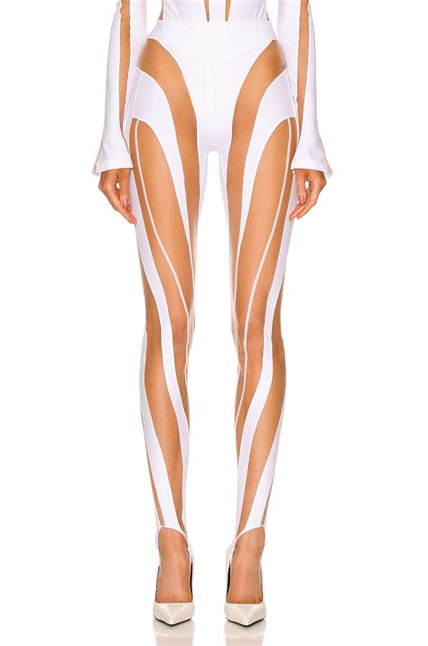 Mugler For Fwrd Sheer Spiral Legging In White Nude Fwrd