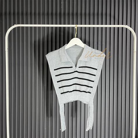 Jual Vest Knit Stripe Rompi Rajut Salur Kerah Shopee Indonesia