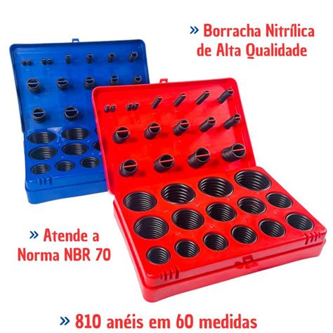 2 Kit Anéis de Vedação O ring Polegada e Milímetro Borracha Nitrílica