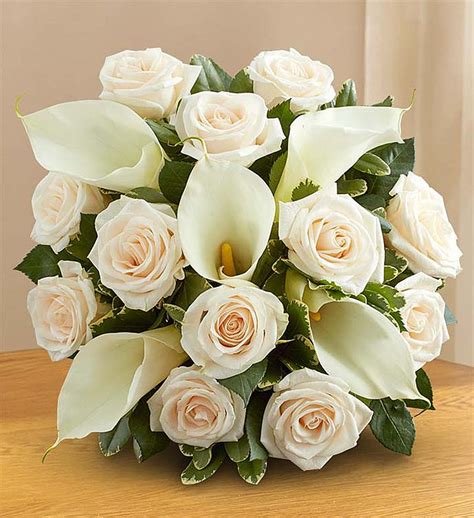 White Rose & Calla Lily Bouquet Sympathy | 1800flowers.com