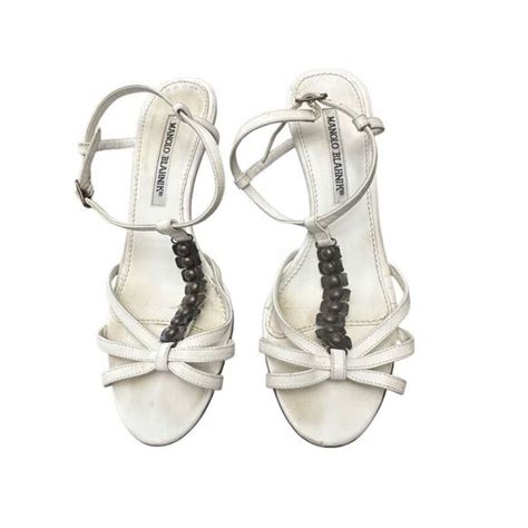manolo blahnik shoes manolo blahnik whiteleather strappy heels