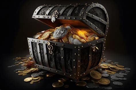 Premium Ai Image Open Treasure Chest Filled With Gold Coins And