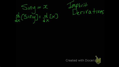 Implicit Differentiation Of Trig Function 1 Youtube