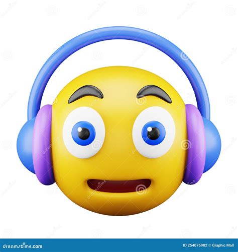 Music Emoji Emoticon Wearing Headphones Vector Illustration