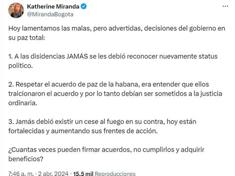 Katherine Miranda Se Fue Con Toda Contra La Paz Total De Petro Y Las