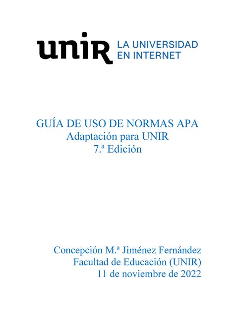 Guia De Normas Apa GuÍa De Uso De Normas Apa Adaptación Para Unir 7