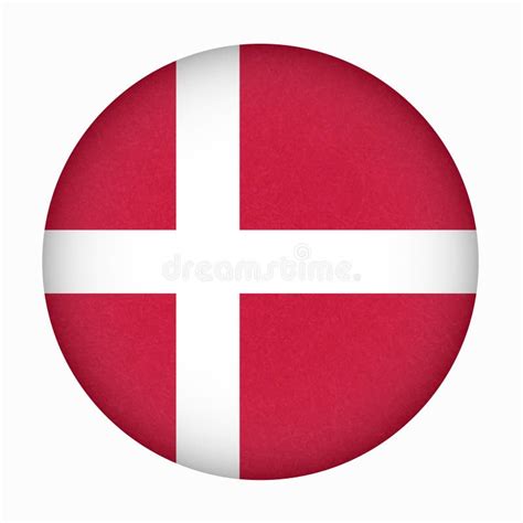 Flag Of Denmark In Circle Shape Scandinavian Northern Country