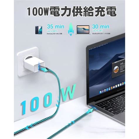 RoiCielグリティーシーリズ高耐久ナイロン 平型きしめんタイプ USB C to USB C ケーブル PD対応100W 5A急速充