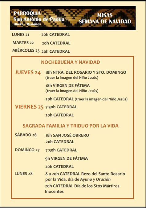 Horarios De Misas Catedral San Antonio Meridiano