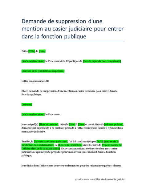 Demande De Suppression D Une Mention Au Casier Judiciaire Pour Entrer