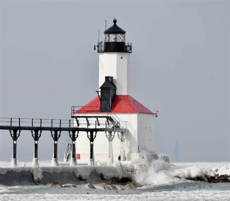 Michigan City Breakwater Lighthouse #2 Editorial Image - Image of sits ...